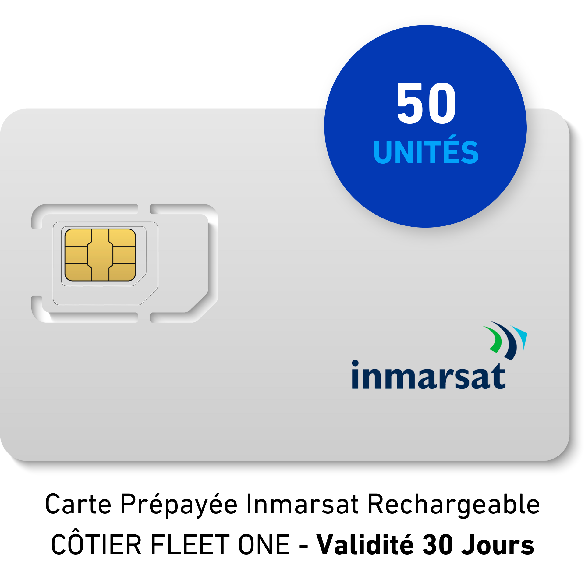 Carte Prépayée INMARSAT Rechargeable CÔTIER FLEET ONE - 50 UNITES - 30 JOURS