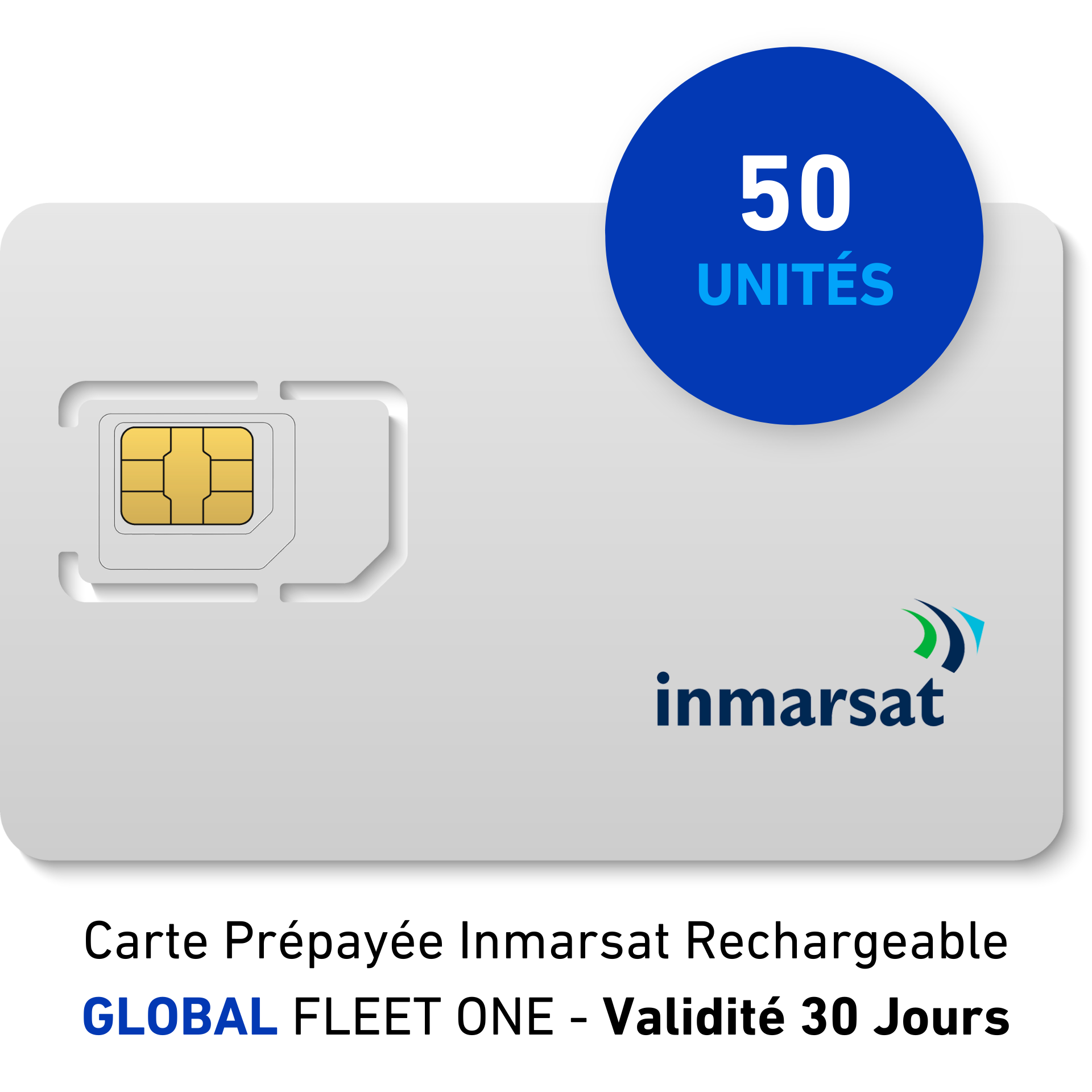 Carte Prépayée INMARSAT Rechargeable GLOBAL FLEET ONE - 50 UNITES - 30 JOURS