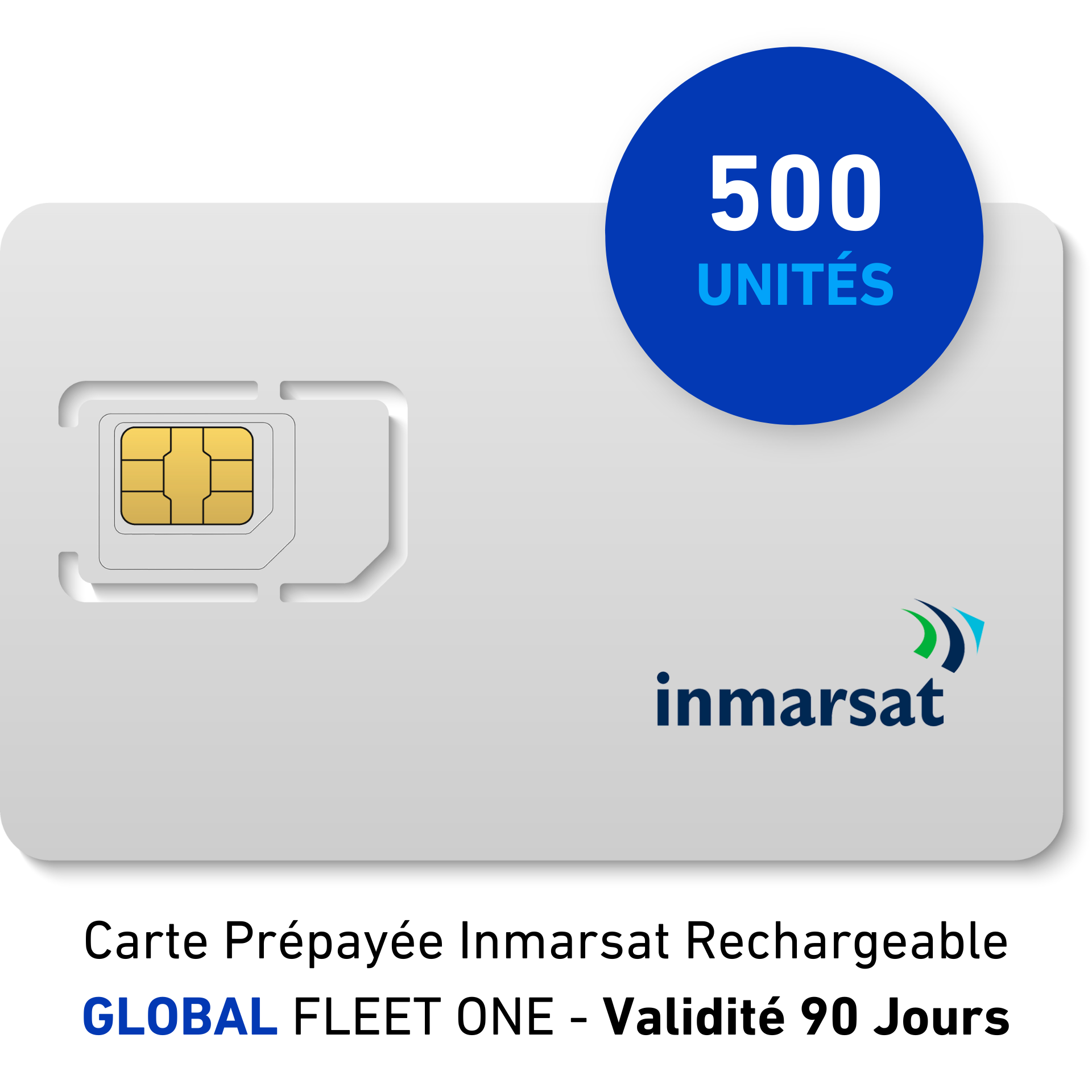 Carte Prépayée INMARSAT Rechargeable GLOBAL FLEET ONE - 500 UNITES - 90 JOURS