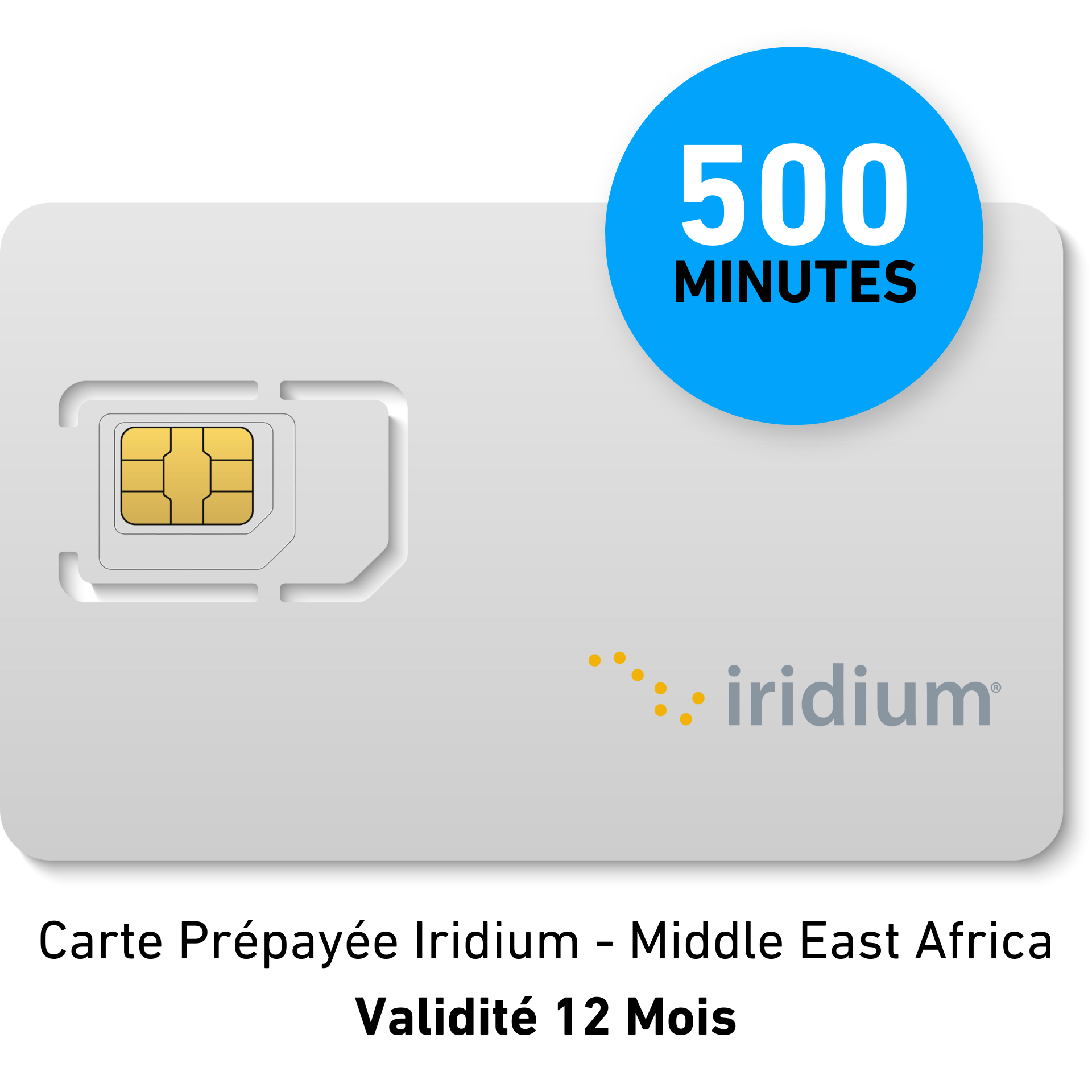 Carte Prépayée IRIDIUM - Middle East Africa - 500 min - 12 MOIS